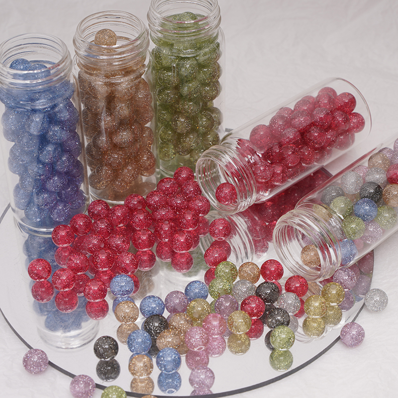 Resin Art Love - 8/10mm Resins Round Shaped Beads Glitter