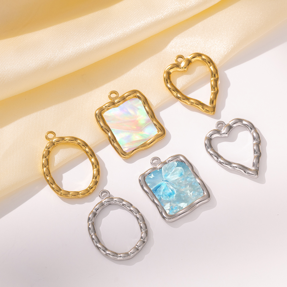 Resin Art Craft - 5pcs Stainless Steel Heart Round Open