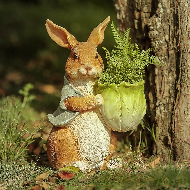 Resin Art Craft - Outdoor Garden Statues Rabbit Family Resin