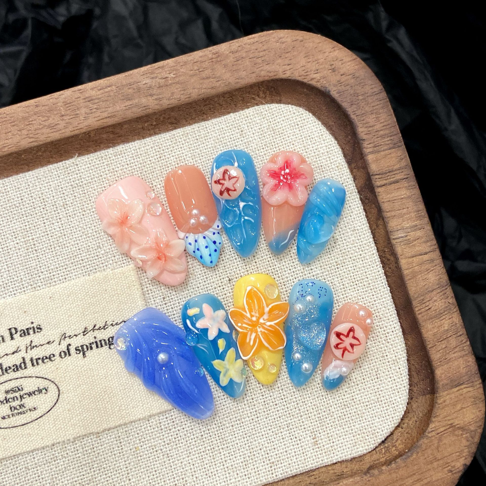Resin Art Flowers - 10pcs Pure Hand Pressed Almond Nail