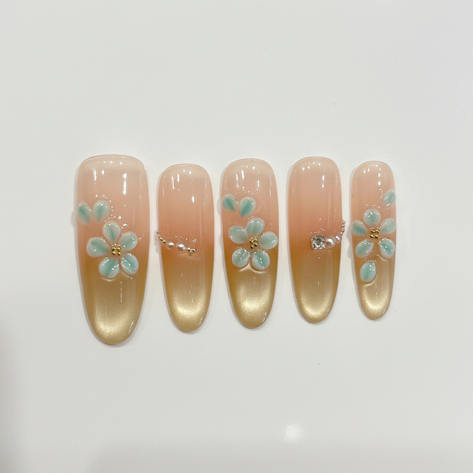 Resin Art Flowers - Handmade Fake Nails 10pcs Wearable Artificial