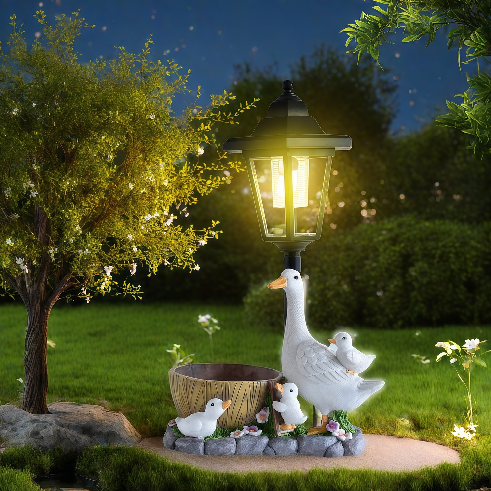 Resin Art Craft - Solar Duck Night Light Garden Courtyard