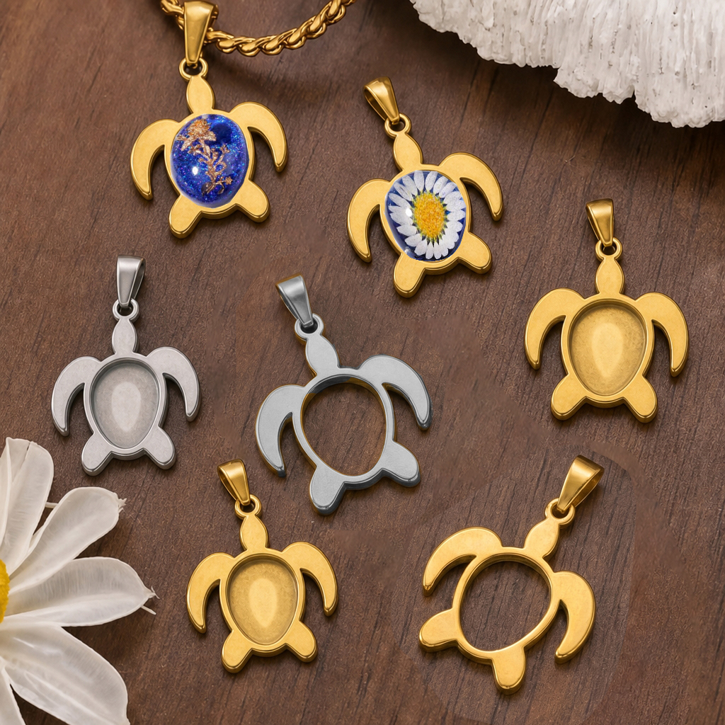 Resin Art Love - 5pcs Stainless Steel Turtle Pendant Fit