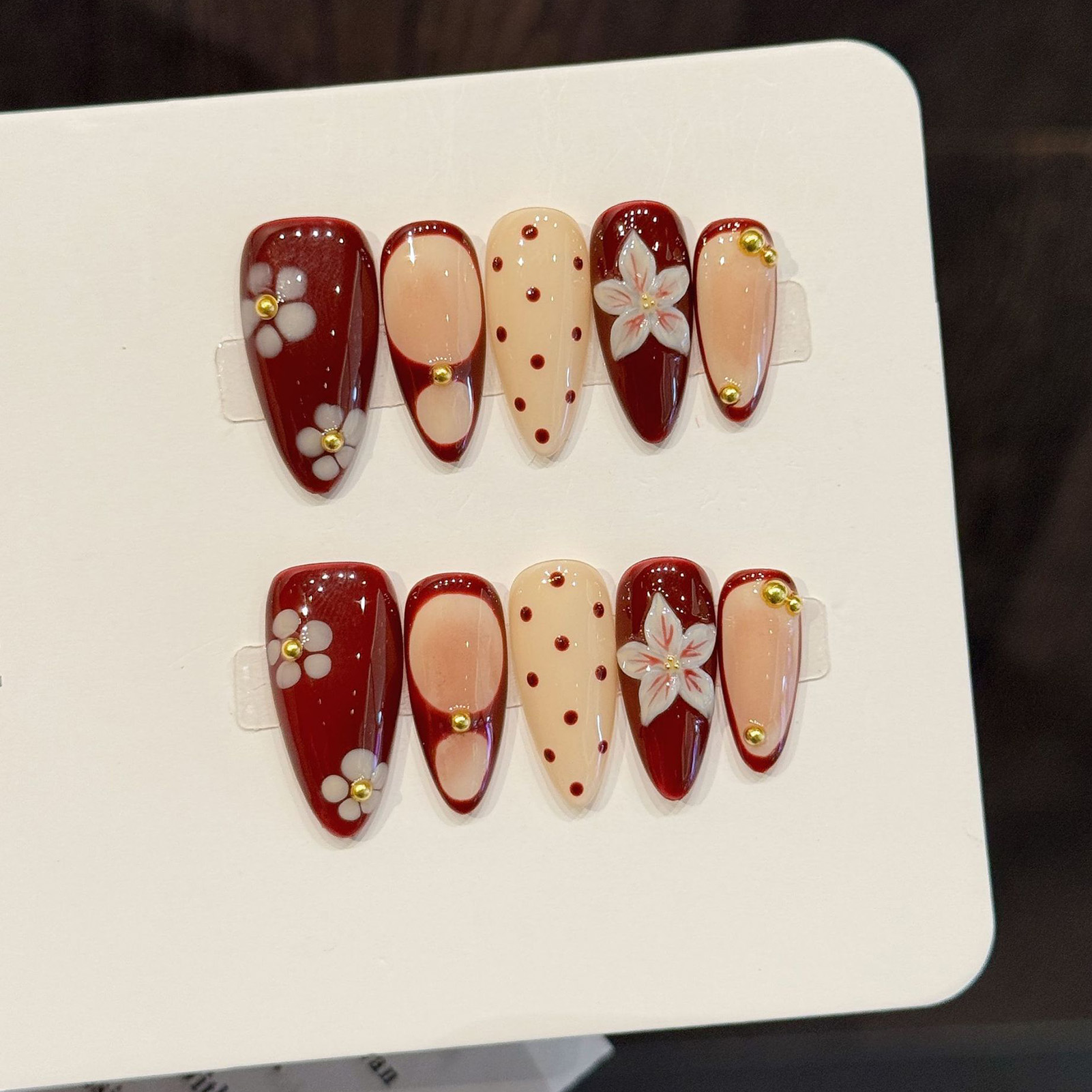 Resin Art Flowers - 10pcs Handmade Wine Red French Press