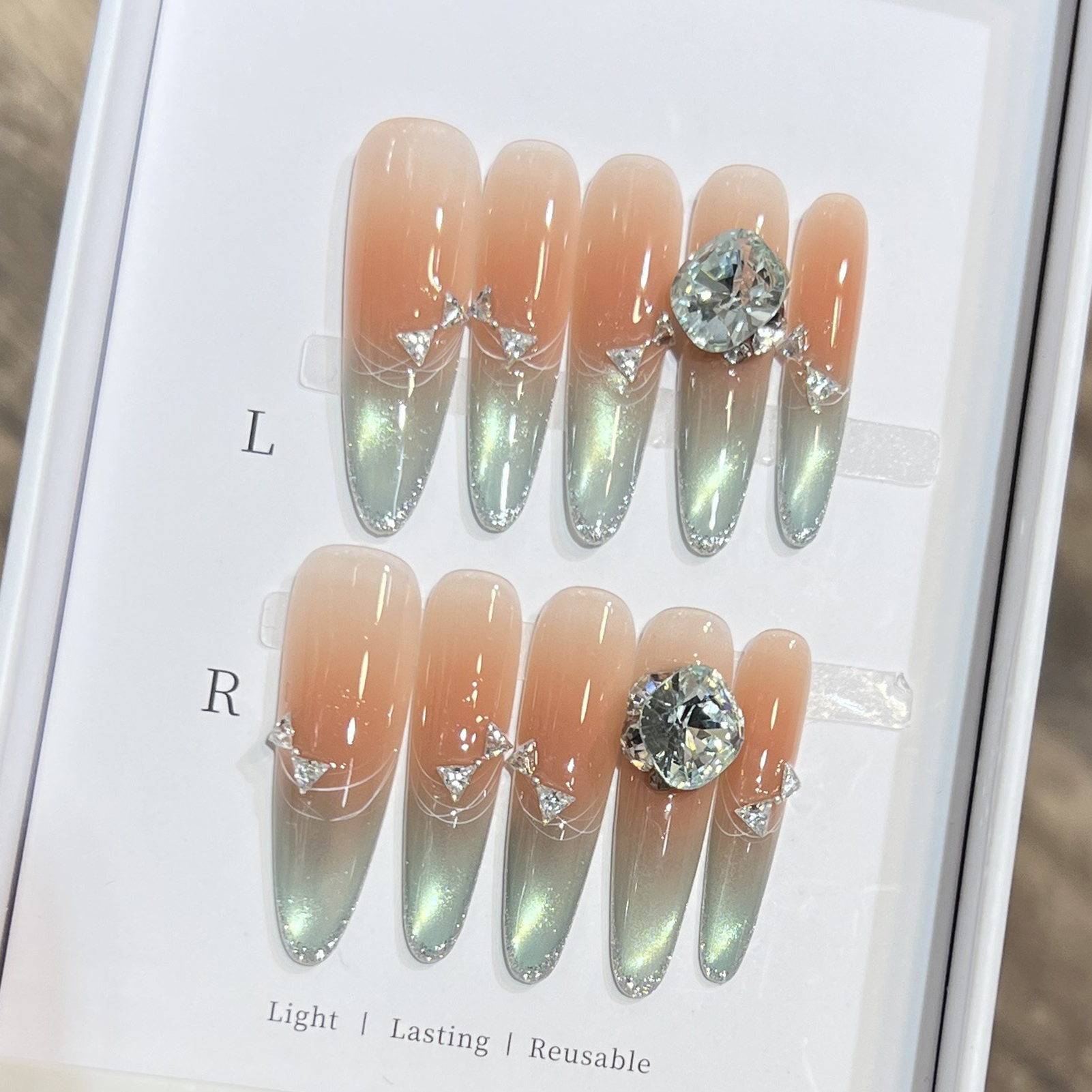 10pcs Long Almond Fake Nails T - Resin Art Flowers review and price