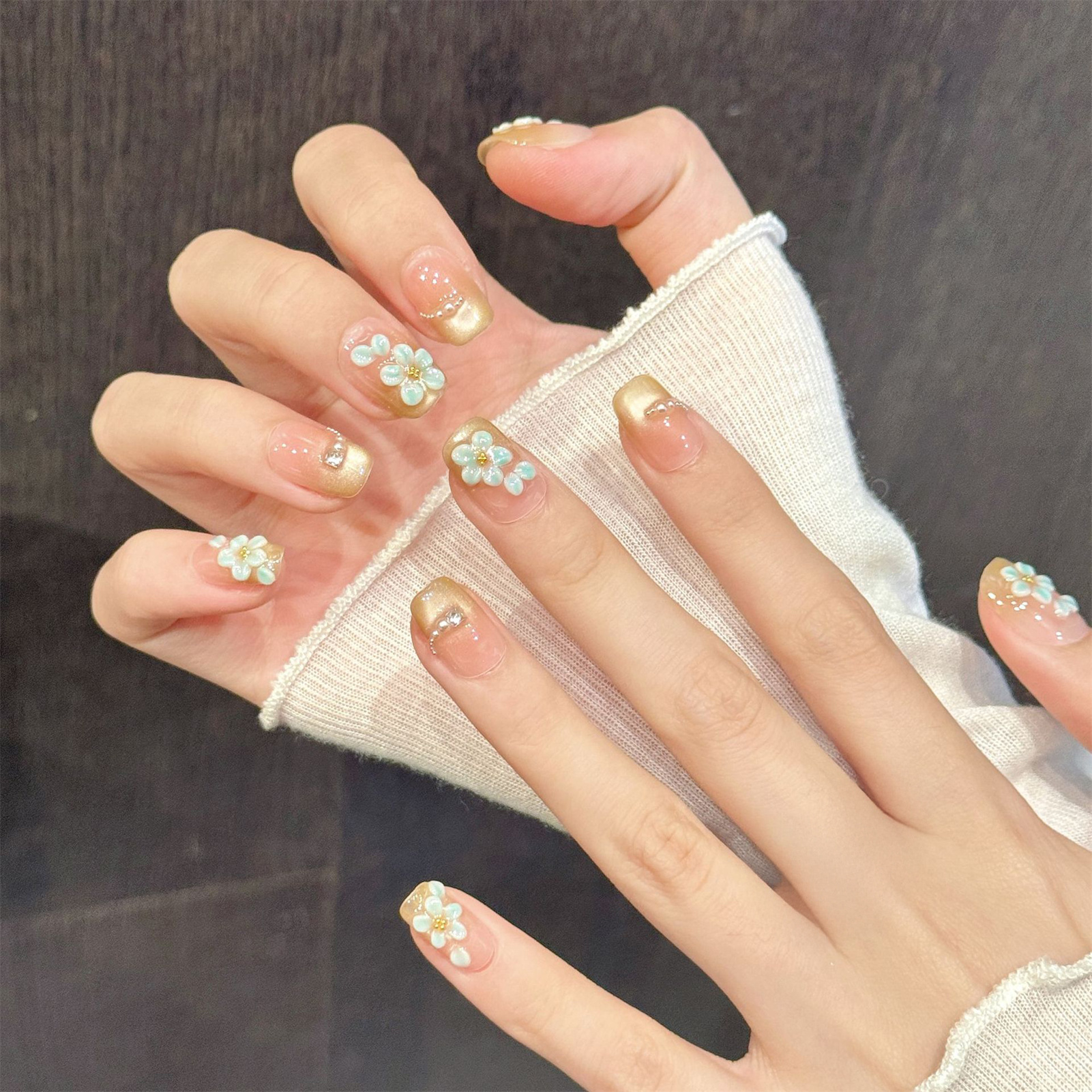 Handmade Fake Nails 10pcs Wear - Resin Art Flowers review and price
