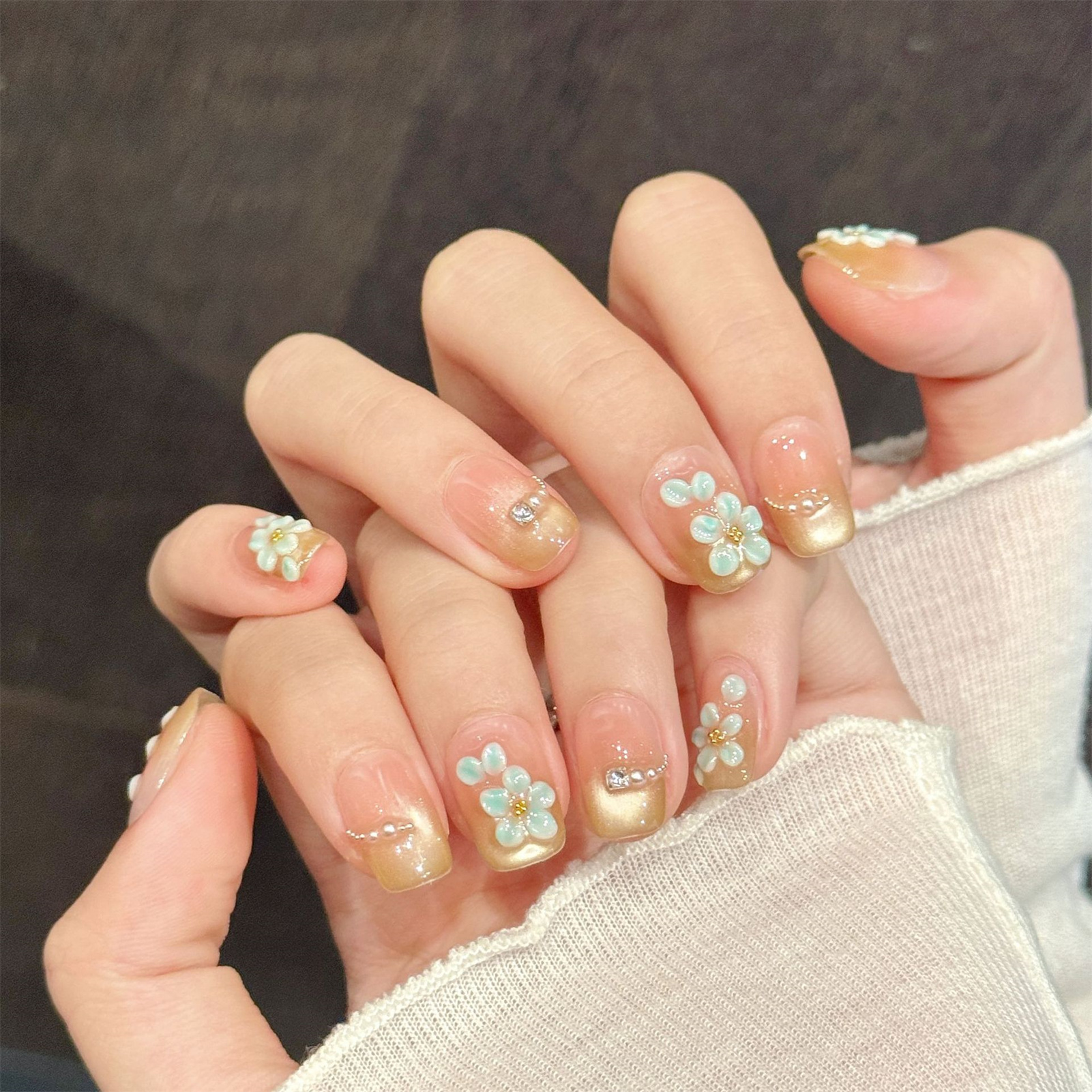 Handmade Fake Nails 10pcs Wear - Resin Art Flowers review and price