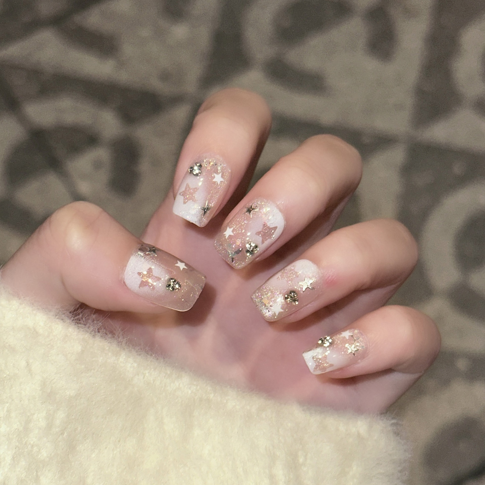 10PCS Short Square Fake Nails  - Resin Art Flowers review and price