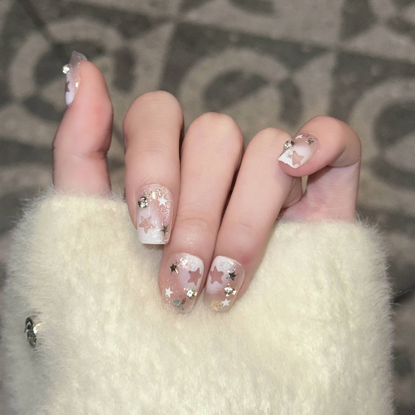 10PCS Short Square Fake Nails  - Resin Art Flowers review and price