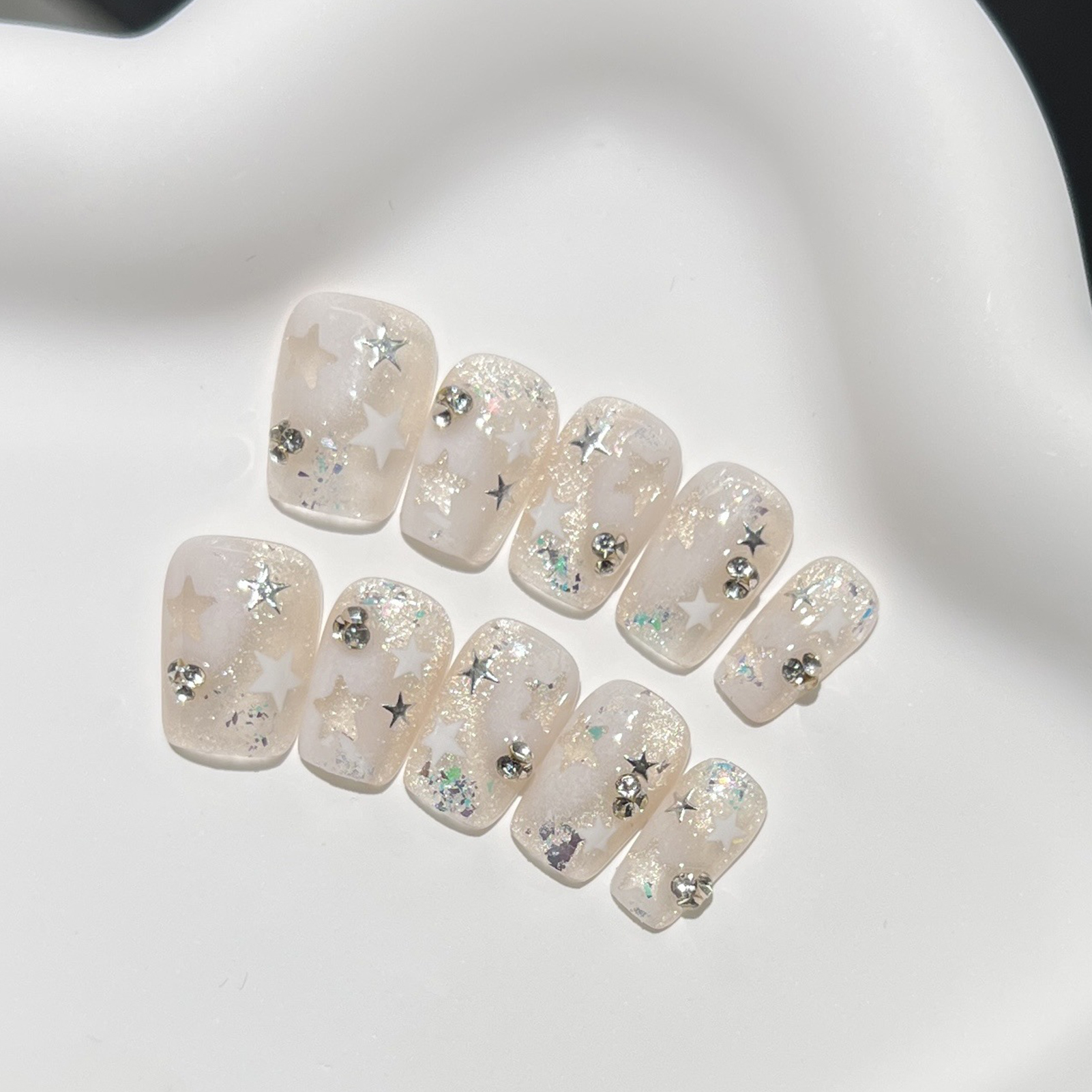 10PCS Short Square Fake Nails  - Resin Art Flowers review and price