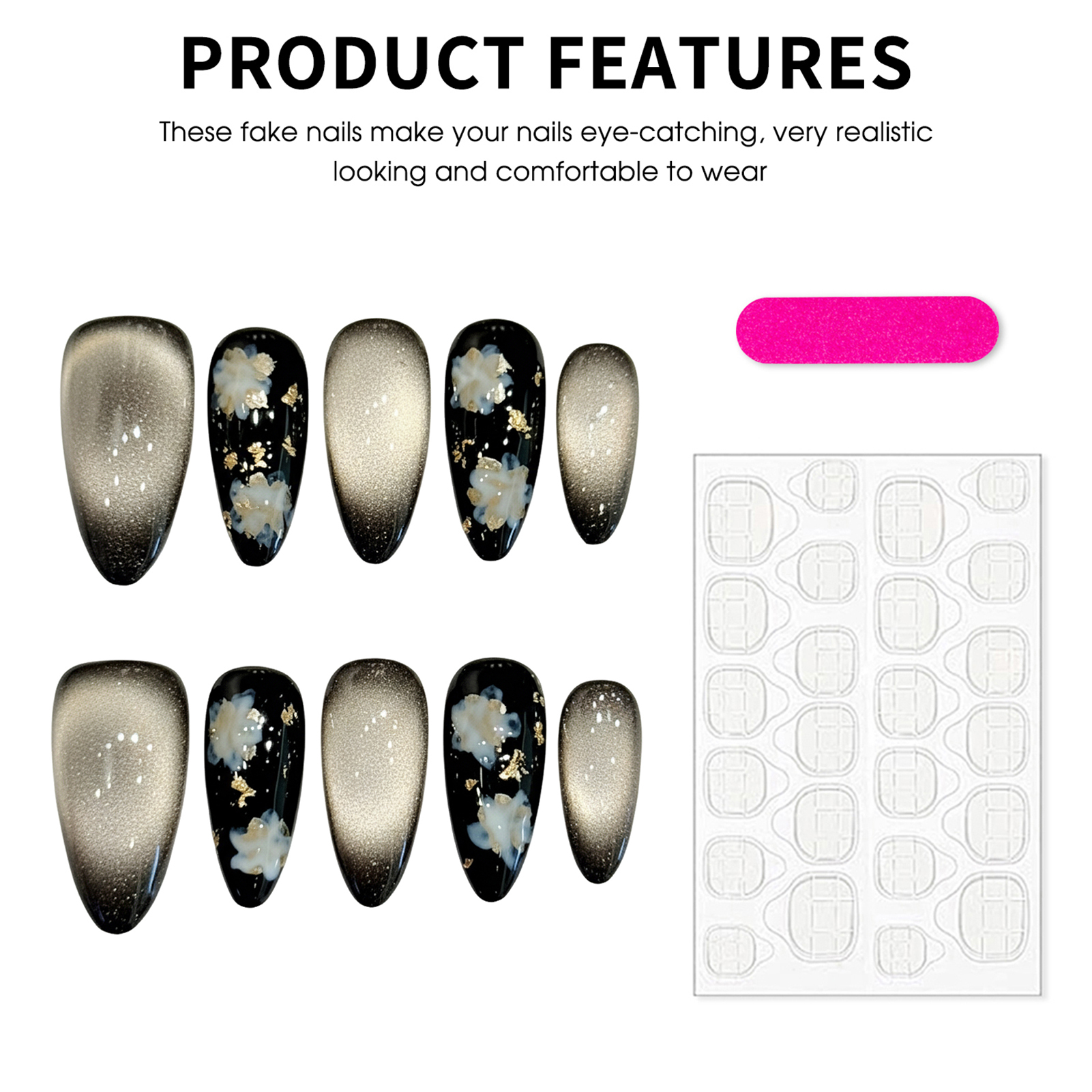 10pcs Shiny Black-Gold Cat's E - Resin Art Flowers review and price