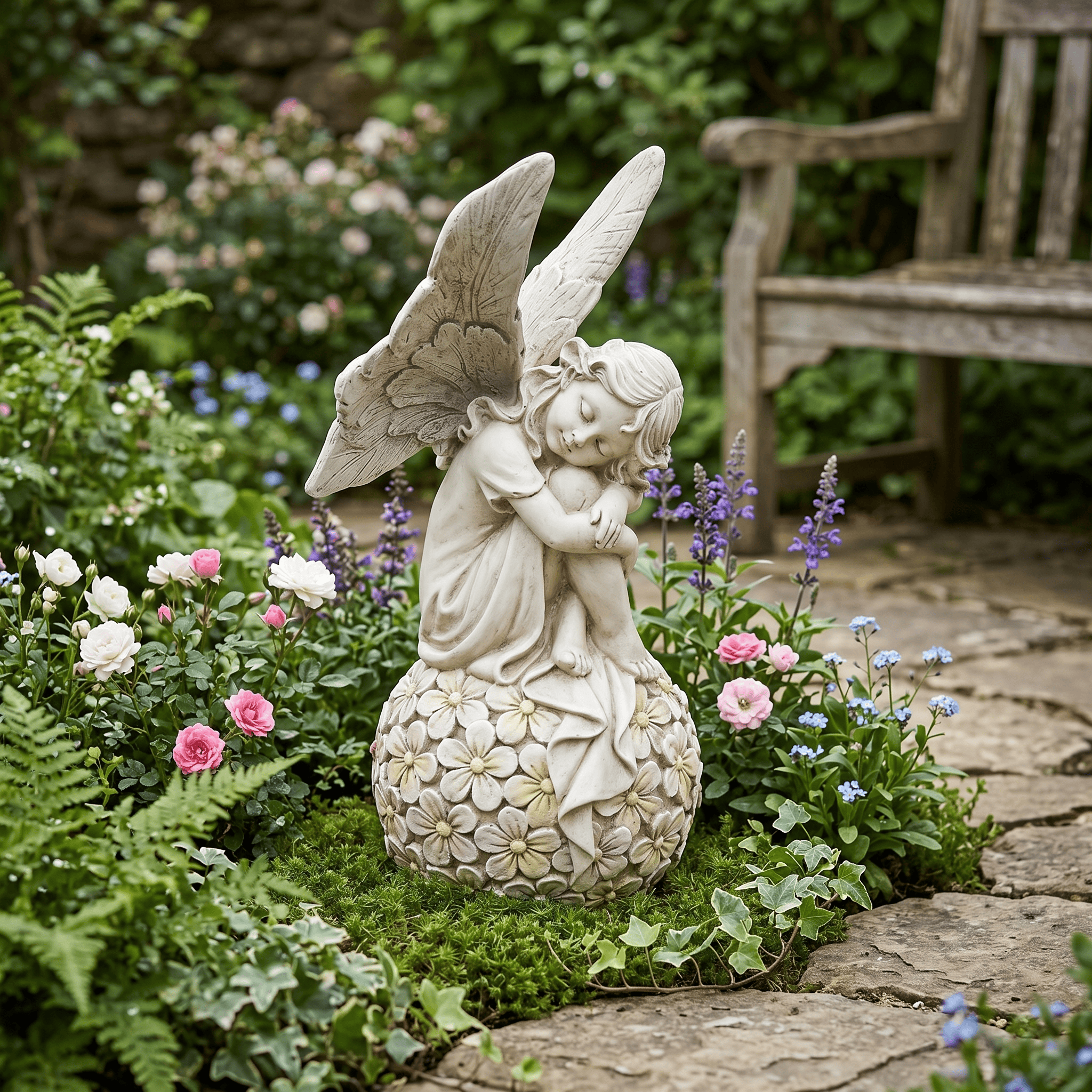 13.2-inch Garden Fairy Statue, - Resin Art Flowers review and price