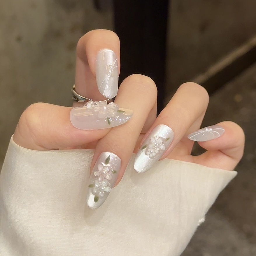 10pcs Glitter Sliver Press On  - Resin Art Flowers review and price