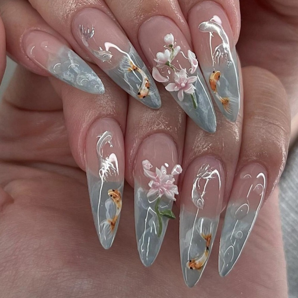 24pcs hot selling koi nail art - Resin Art Flowers review and price